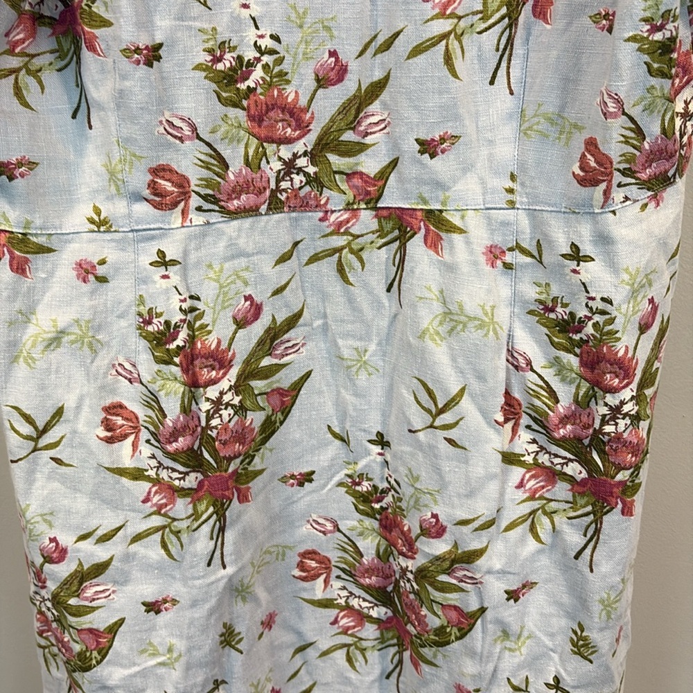 Vintage Lanz of Salzburg Linen Floral Button Down Maxi Dress Size 14 - Picture 10 of 13